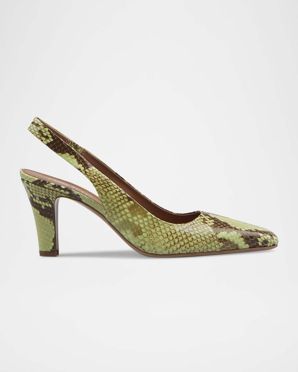 Belle Snake-Embossed Slingback Pumps